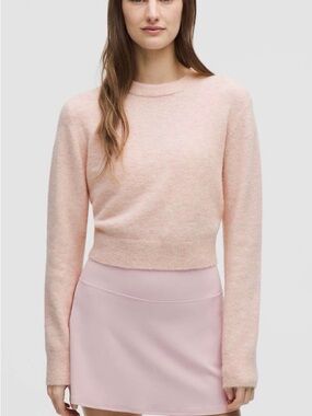 lululemon athletica Cropped Crewneck Sweater in Pale Pink alpaca